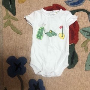 Embroidered 0/3 months masters golf onesie